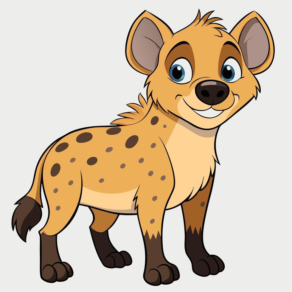 Cartoon hyena standing isolated on white background vector