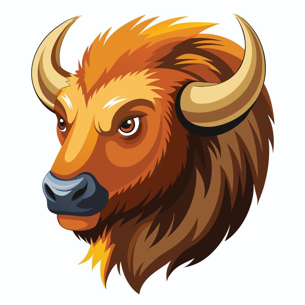 Bison Head Illustration Isolated on White vector