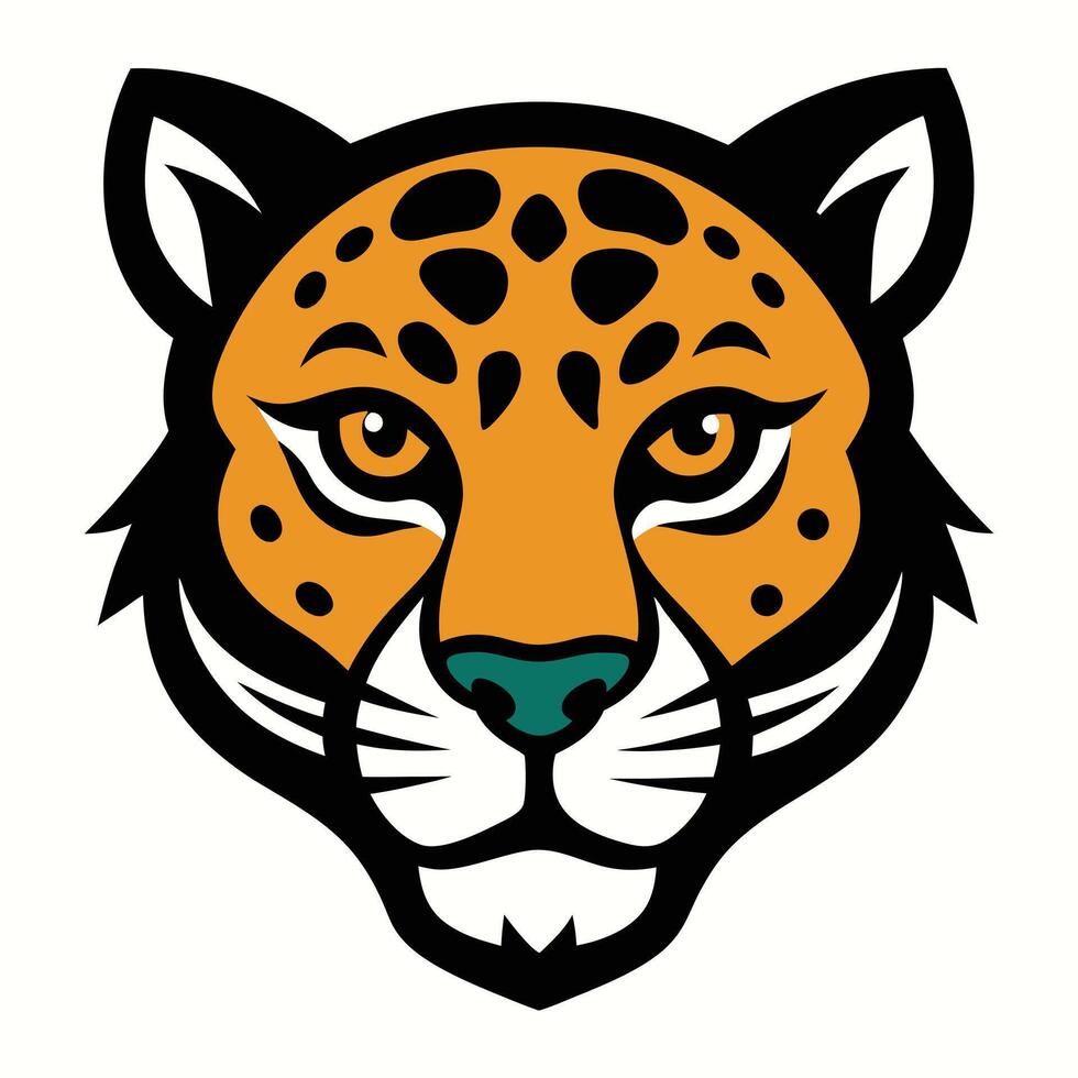 Jaguar Head Illustration, Orange and Black vector