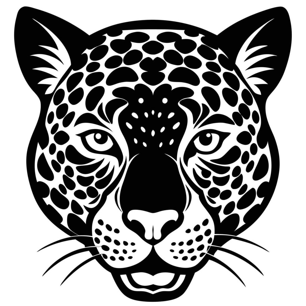 Black and White Jaguar Head Illustration vector