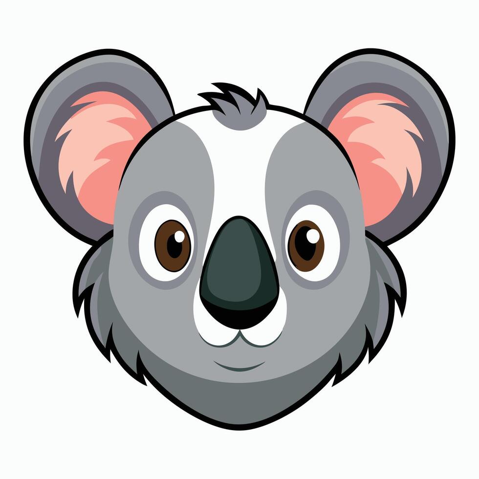 Cartoon Koala Face Illustration, Isolated vector