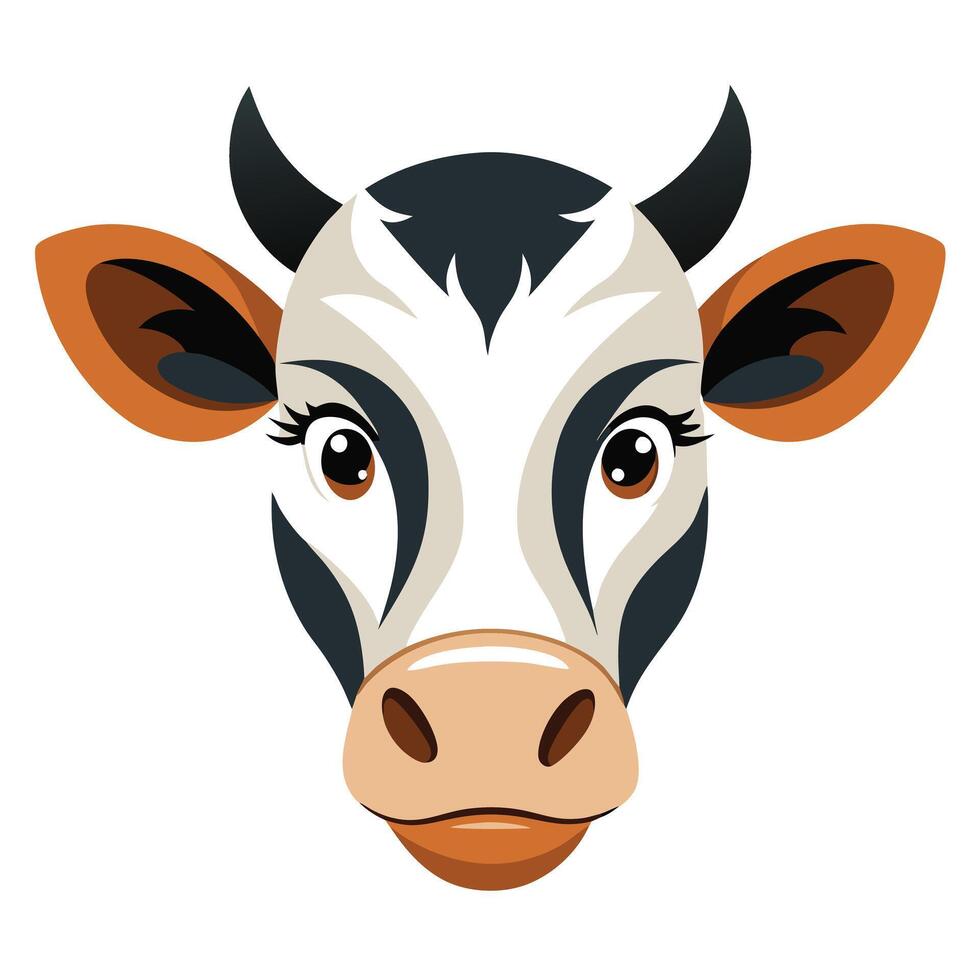 A Cow head illustration on white background vector