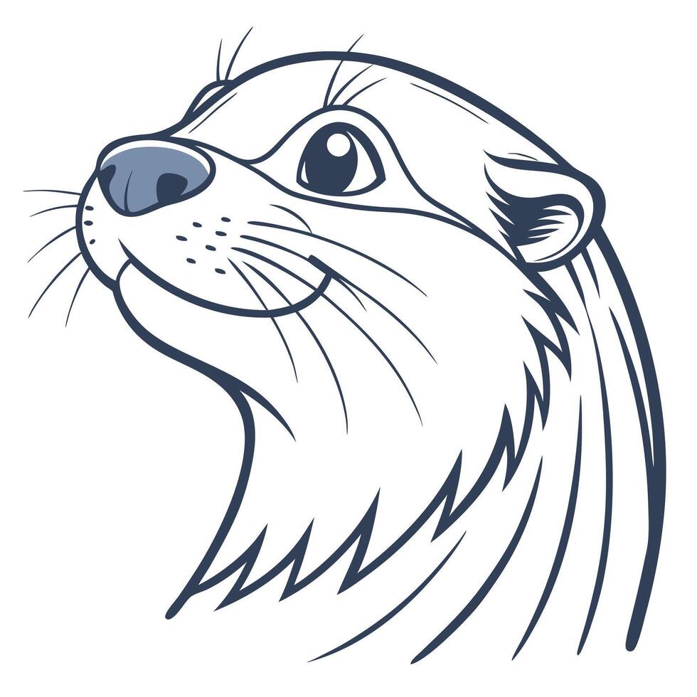 Cute Otter Head Cartoon Illustration vector