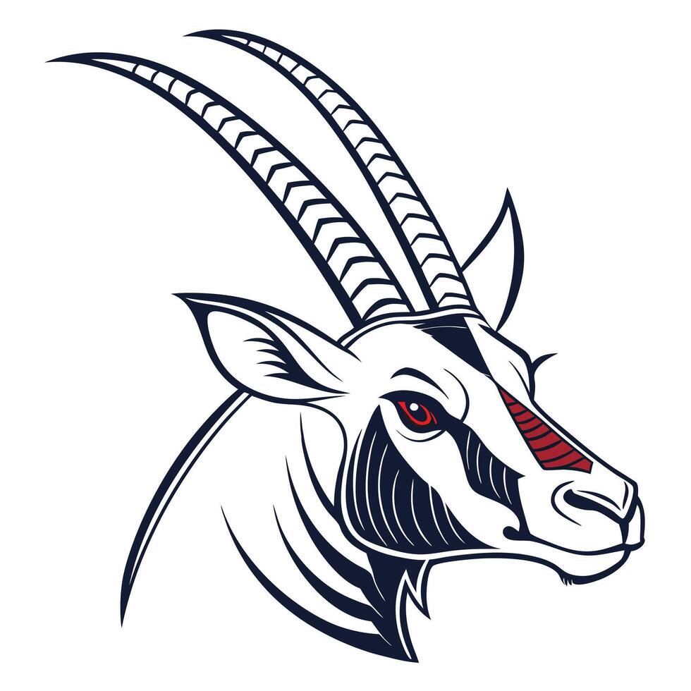 Striking Oryx Head Illustration with Red Eye vector
