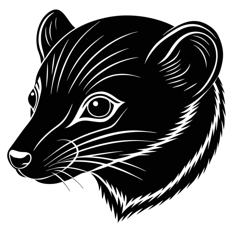 Mongoose head black and white design vector