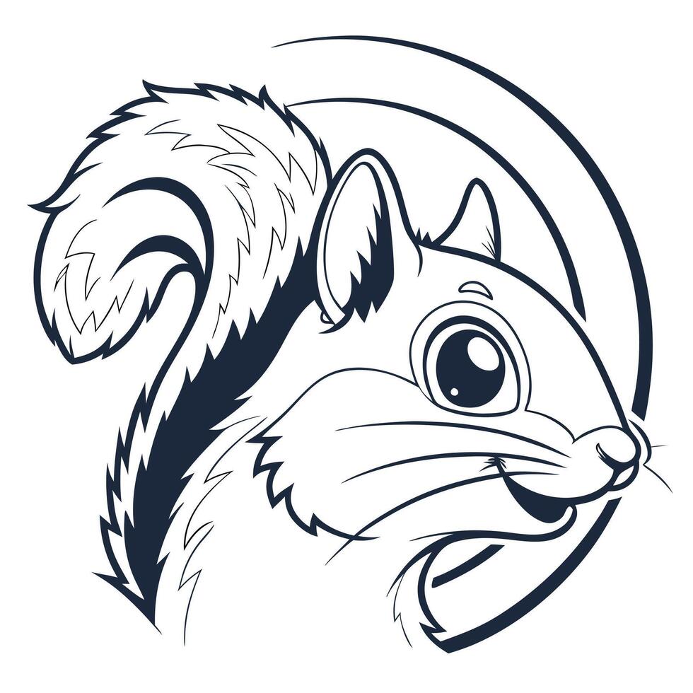 Cute Squirrel Head Silhouette Illustration vector