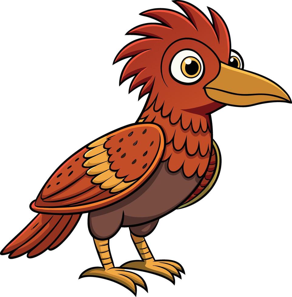 Cartoon Red Bird Illustration on White Background vector