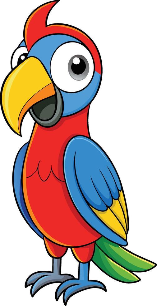 Cartoon parrot bird character illustration. vector