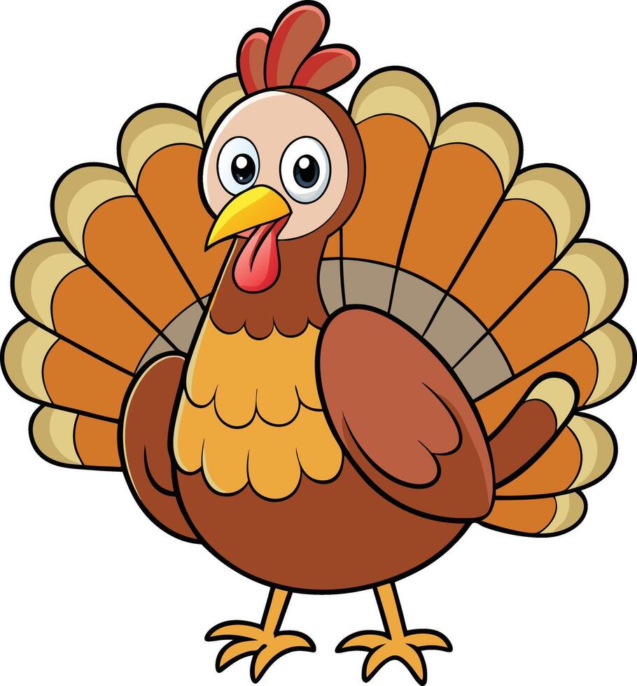 Cartoon Turkey Illustration on White Background. vector
