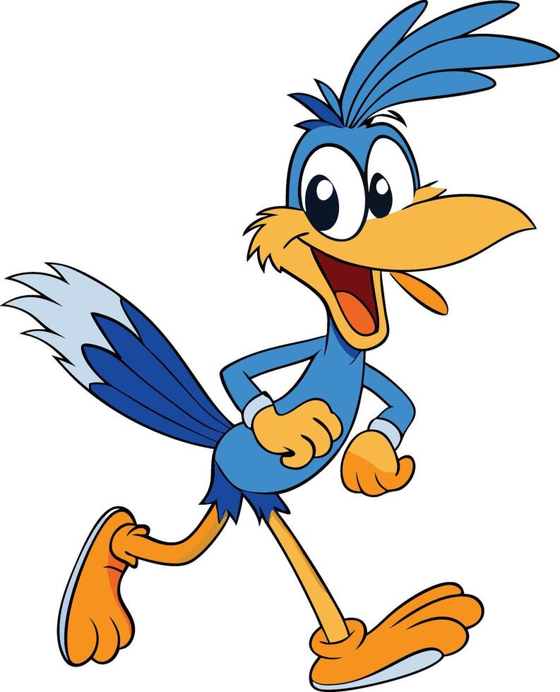 Cartoon Roadrunner Running Isolated on White Background vector