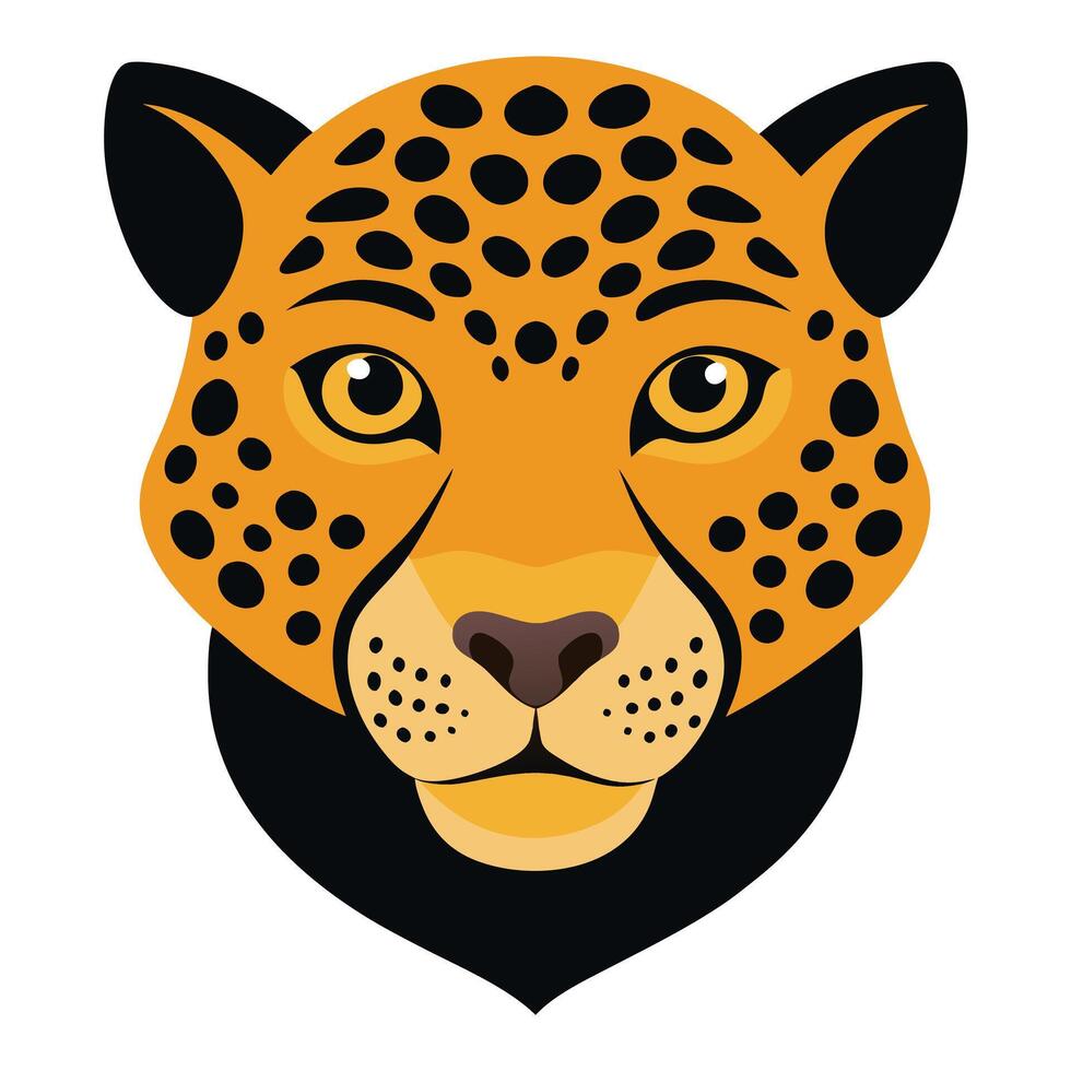 Stylized Jaguar Head Illustration on White vector