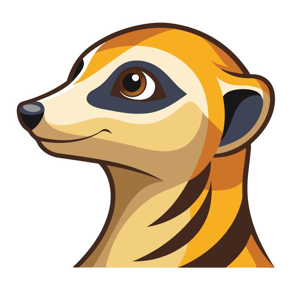 Meerkat Head Cartoon Illustration, Side View. vector