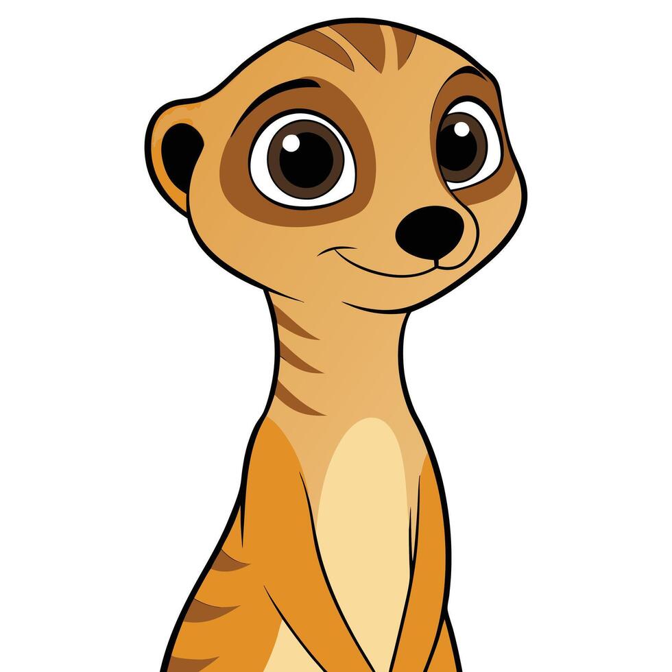 Cute Cartoon Meerkat Illustration on White Background vector