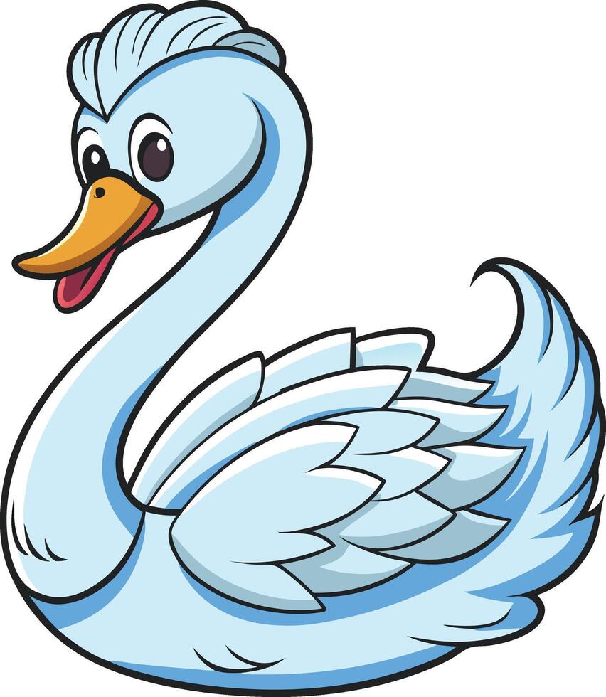 Cute cartoon swan with big eyes. vector