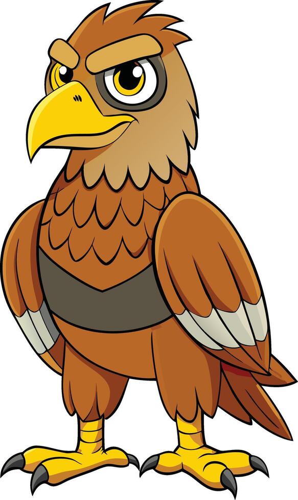 Cartoon Grumpy Eagle Standing Illustration vector