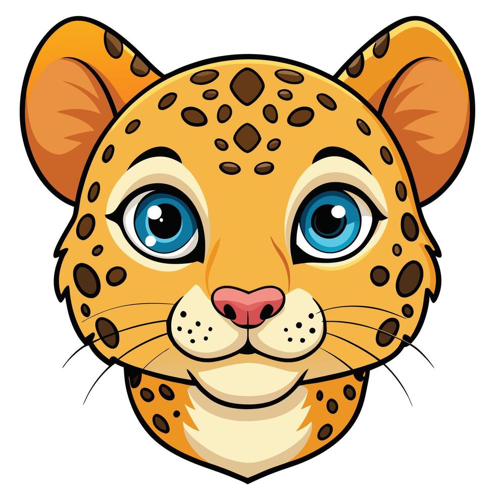 Cartoon Leopard Face Cute Illustration vector