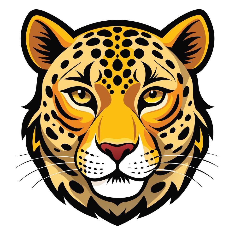 illustration of leopard head with details. vector