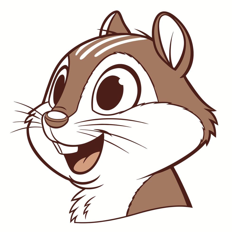 Cartoon Chipmunk Character Head Smiling Illustration vector