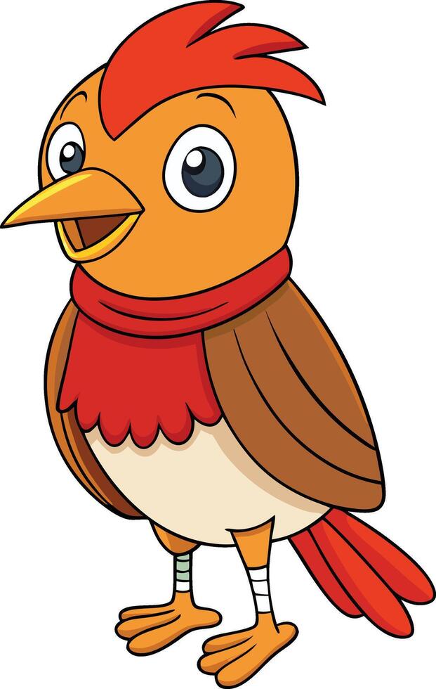 Cute Cartoon Bird with Red Scarf Illustration vector
