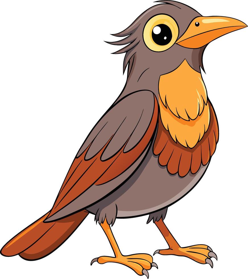 Cartoon Brown Robin Bird Illustration vector