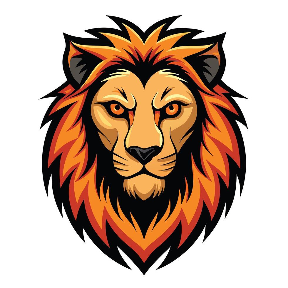 Lion Head Illustration on White Background vector