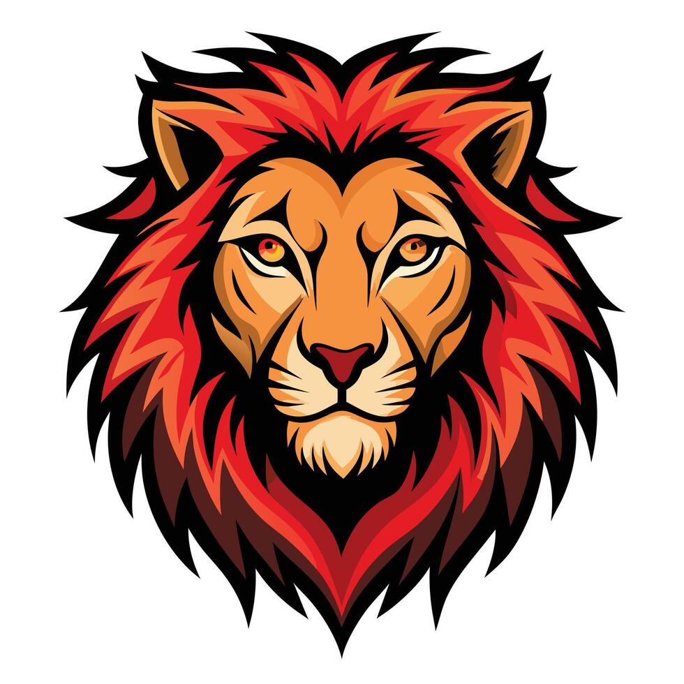 Fierce Lion Head with Fiery Mane vector