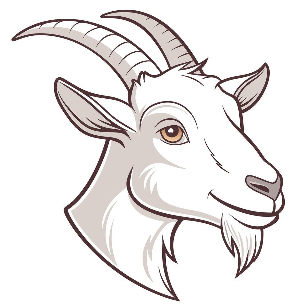 Cartoon Goat Head Isolated on White Background vector