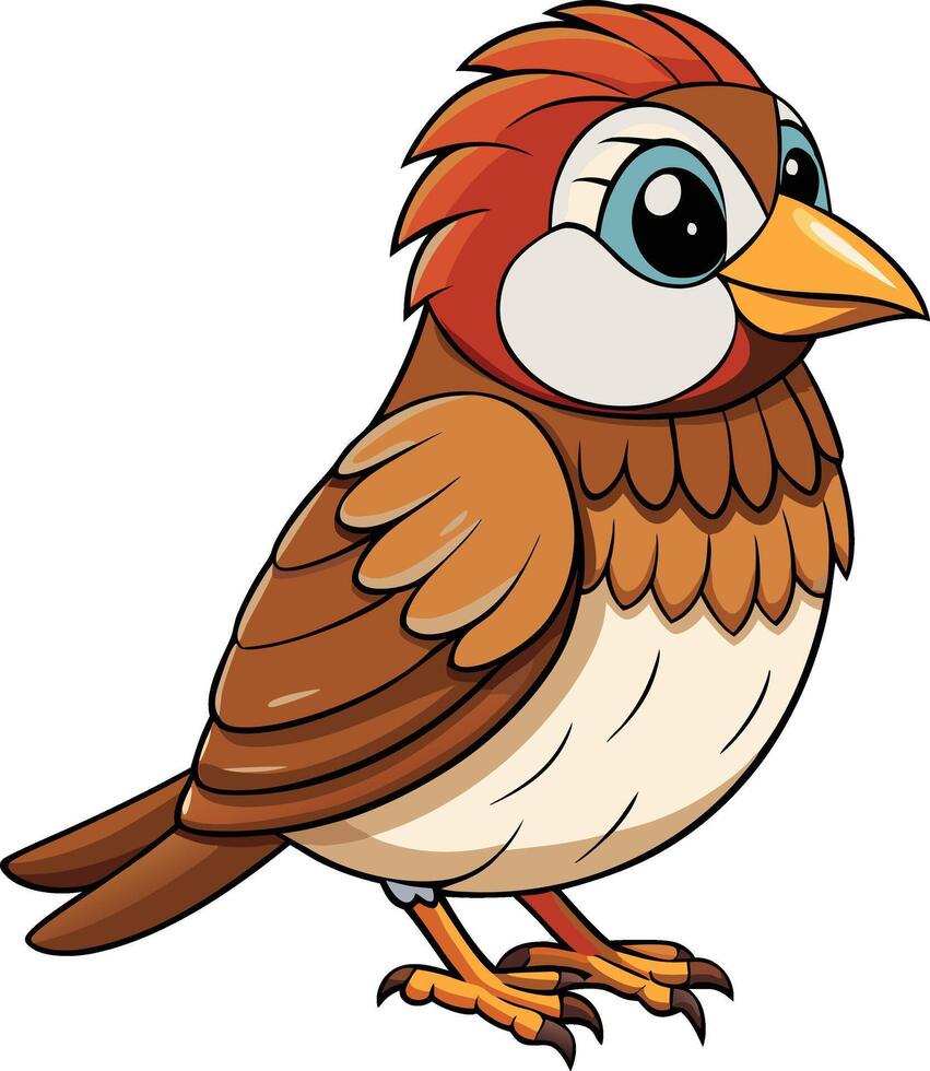 Cute Cartoon Sparrow Bird Illustration vector