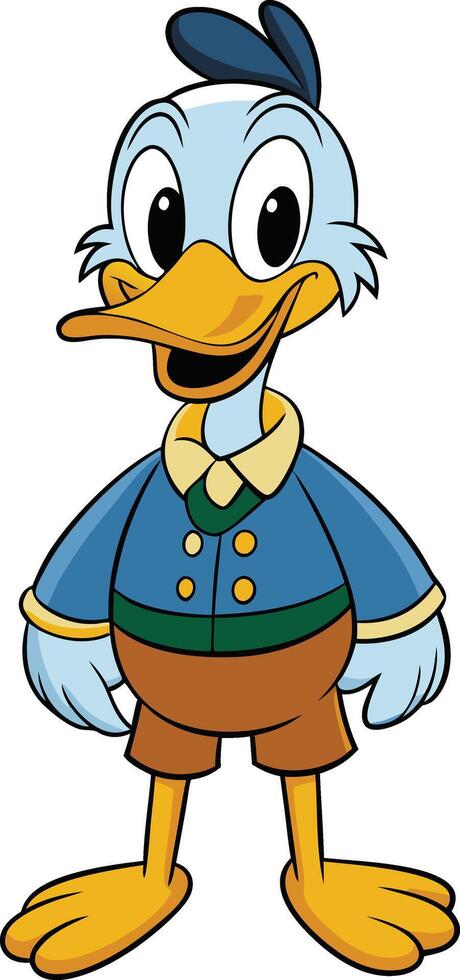 Cheerful Cartoon Duck Character Standing Posing Isolated vector