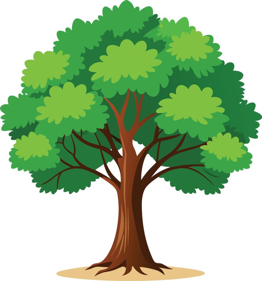 Cartoon Green Tree Illustration Isolated vector
