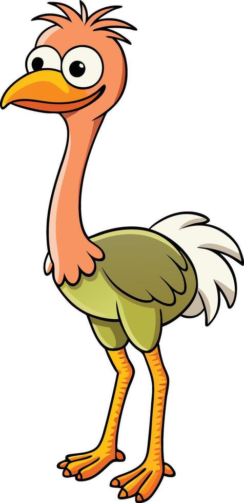 Cartoon Ostrich Illustration Funny and Colorful Design vector