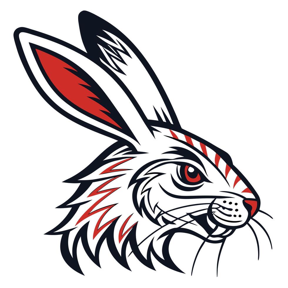 Modern Rabbit Head Illustration Design vector