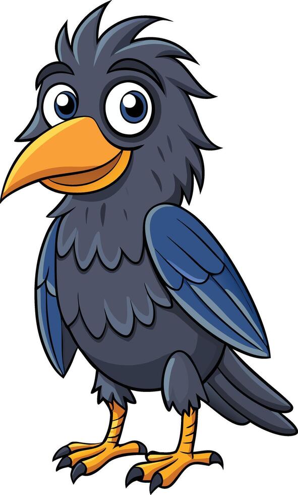 Cartoon Cute Happy crow vector