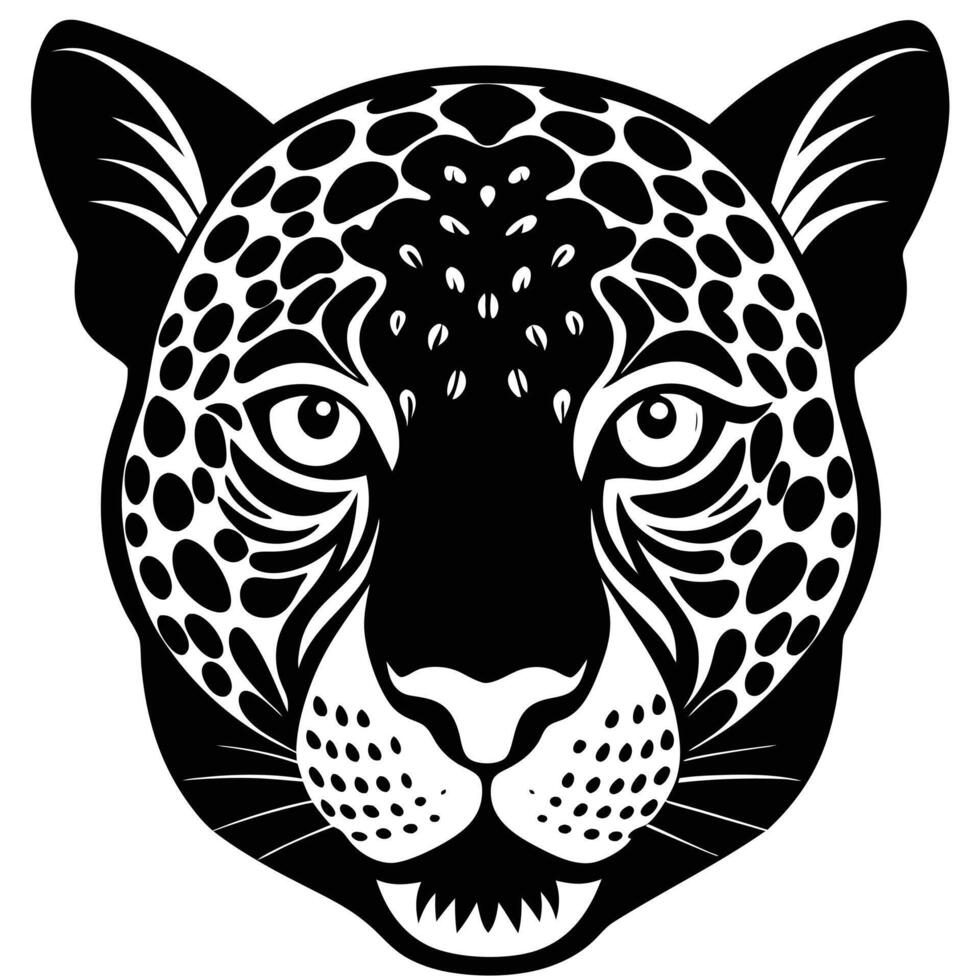 Jaguar head black and white illustration vector