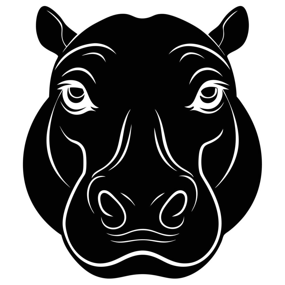 Hippo head silhouette illustration isolated vector
