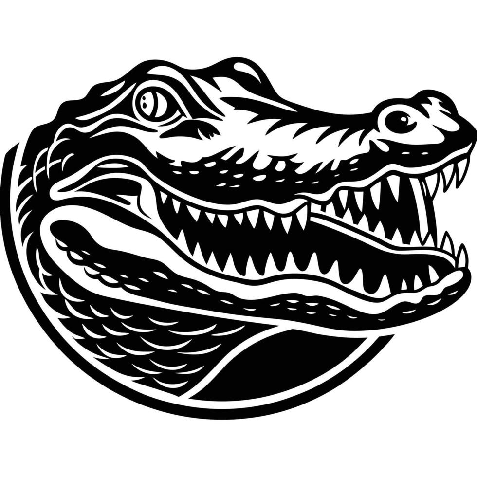 Alligator Head Silhouette with Open Mouth vector