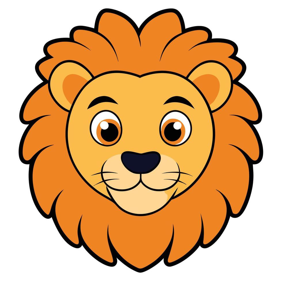 Cartoon lion head isolated illustration vector