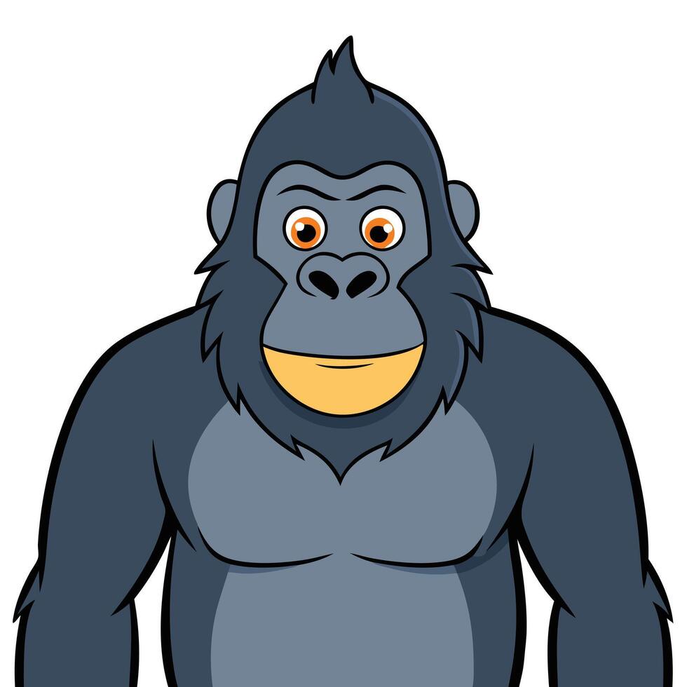 Cartoon Gorilla Isolated on White Background. vector