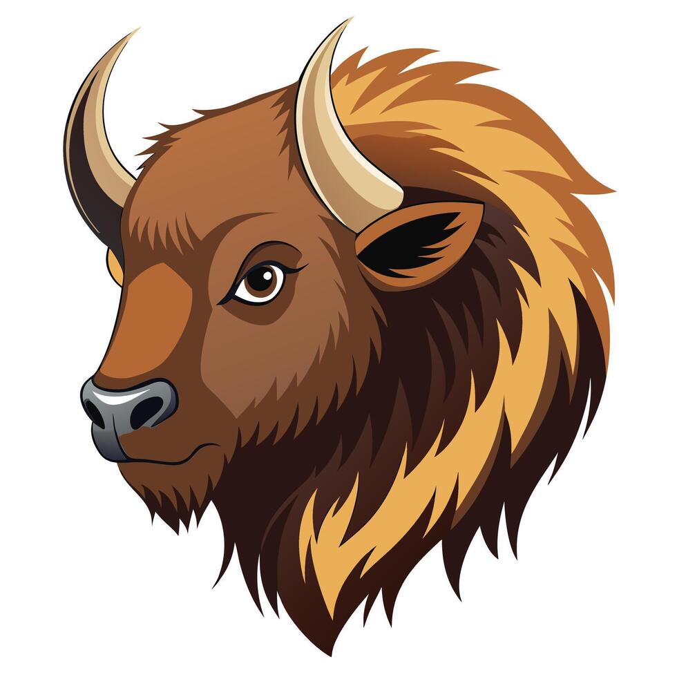 Cartoon Bison Head Isolated Illustration vector