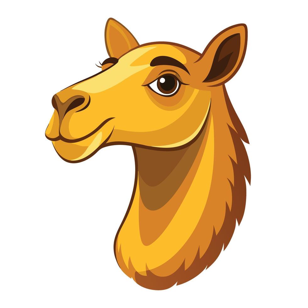 Cartoon camel head illustration isolated on white vector