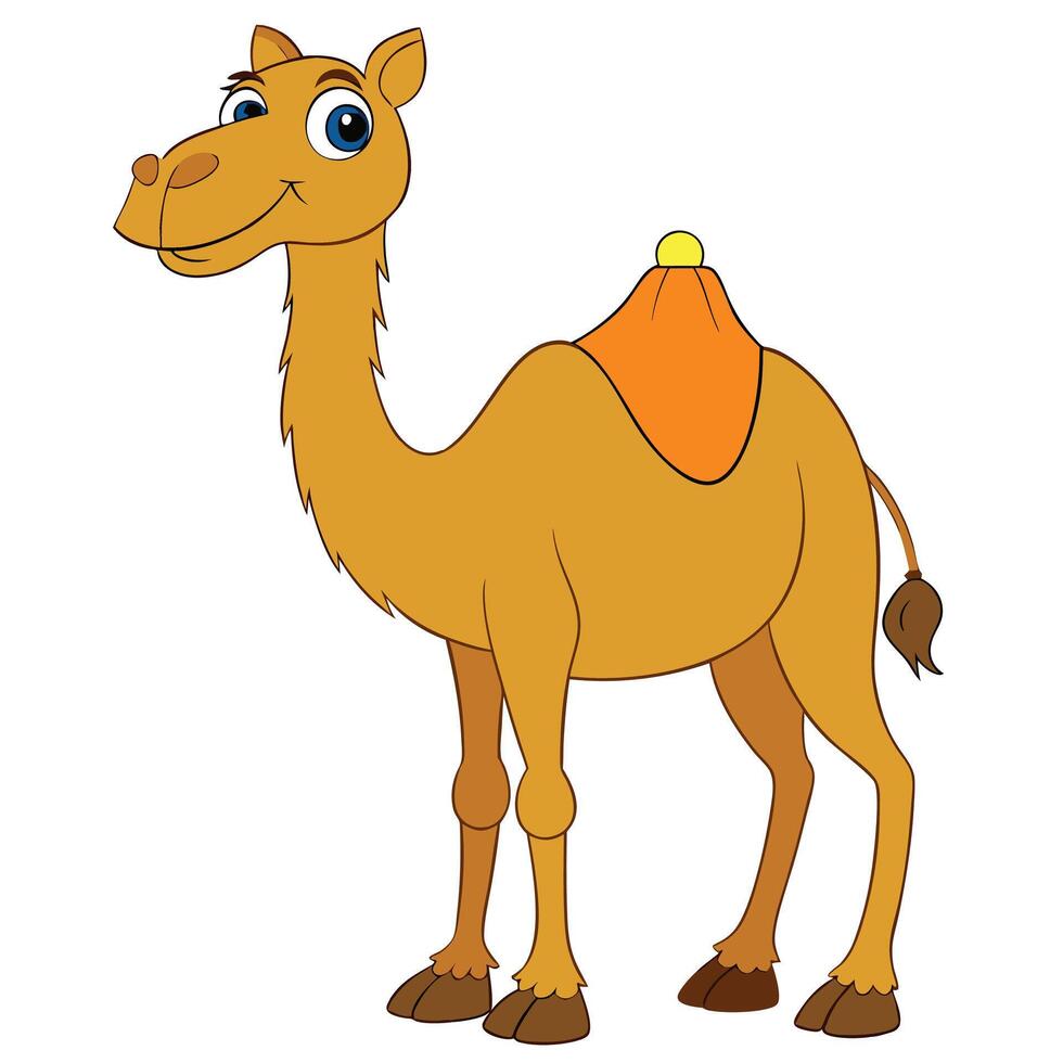Cartoon Camel with Saddle Isolated Illustration vector