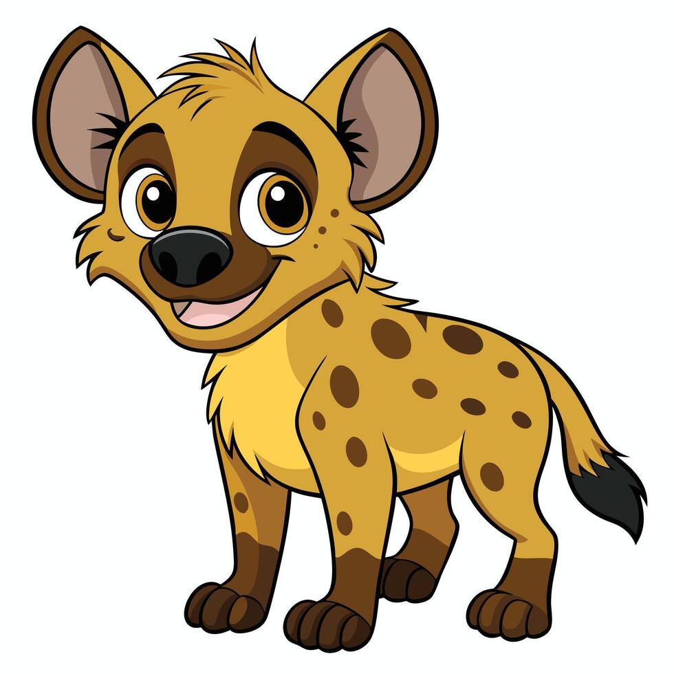 Cartoon Style Hyena Standing Isolated on White vector