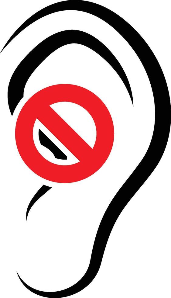 Deaf Ear with Restriction Icon Symbol vector