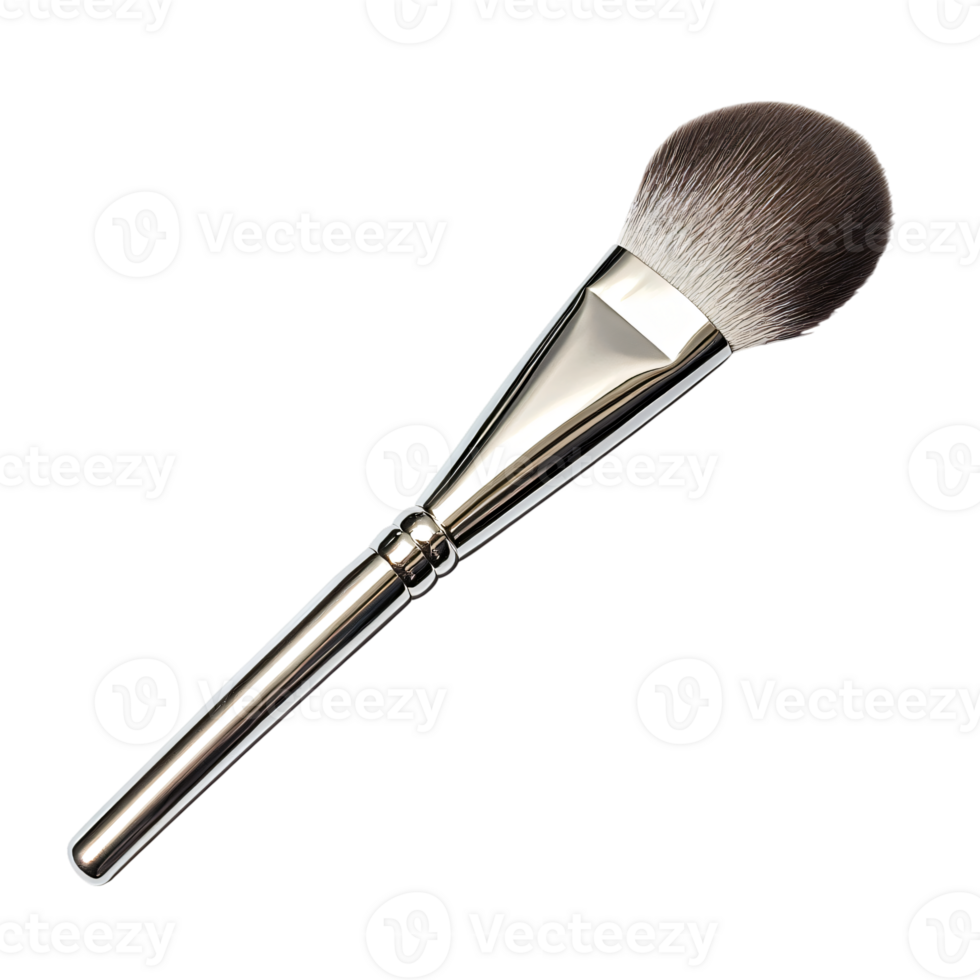 Professional Makeup Brush Silver Metal Handle Soft Bristles Powder Brush Cosmetic Tool png
