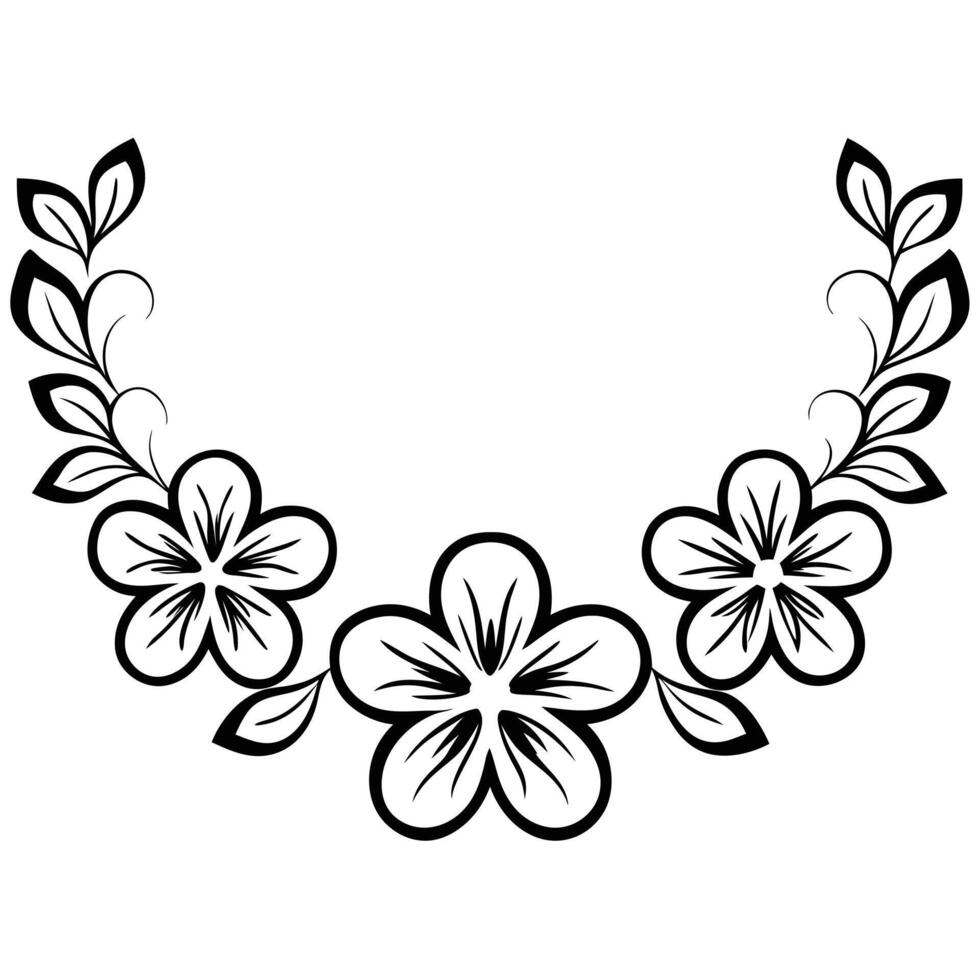 Intricate Botanical Illustration Black and White Delicate Floral Design vector