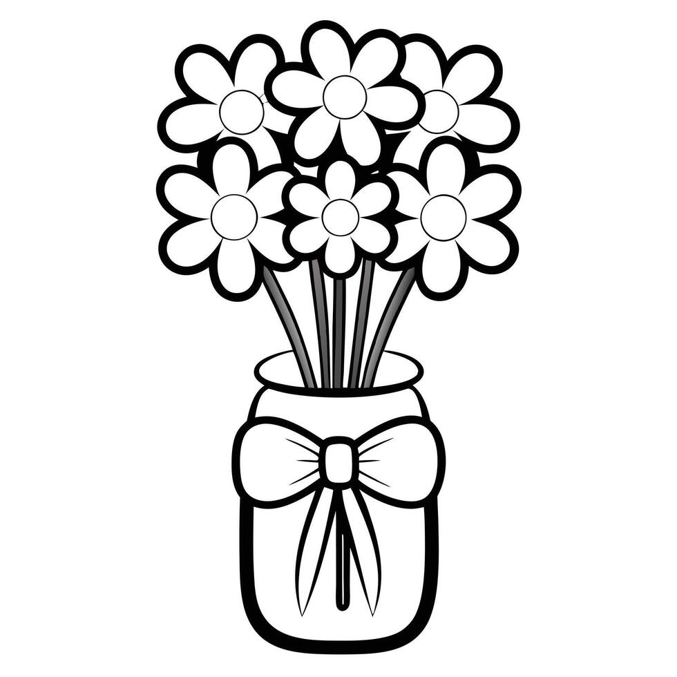 Charming Farmhouse Decor Black and White Line Drawing of a Mason Jar vector