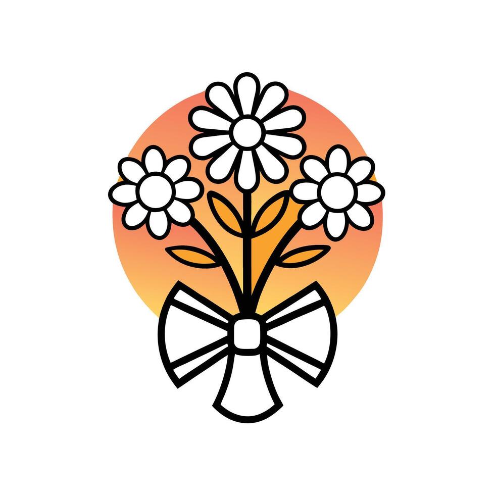 Flower Bouquet Sketch Simple Black and White Line Drawing of Elegant Blooms vector