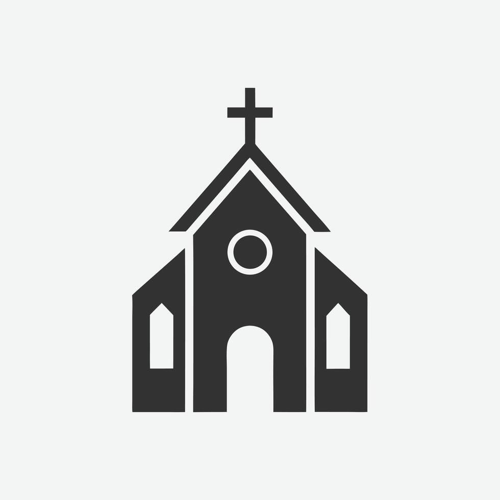 Black and White Church Icon Simple and Minimalist Religious Symbol vector