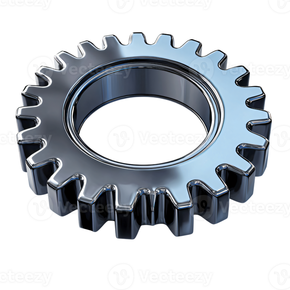 Shiny Chrome Gear Cog Wheel Industrial Machine Part Engineering Technology png