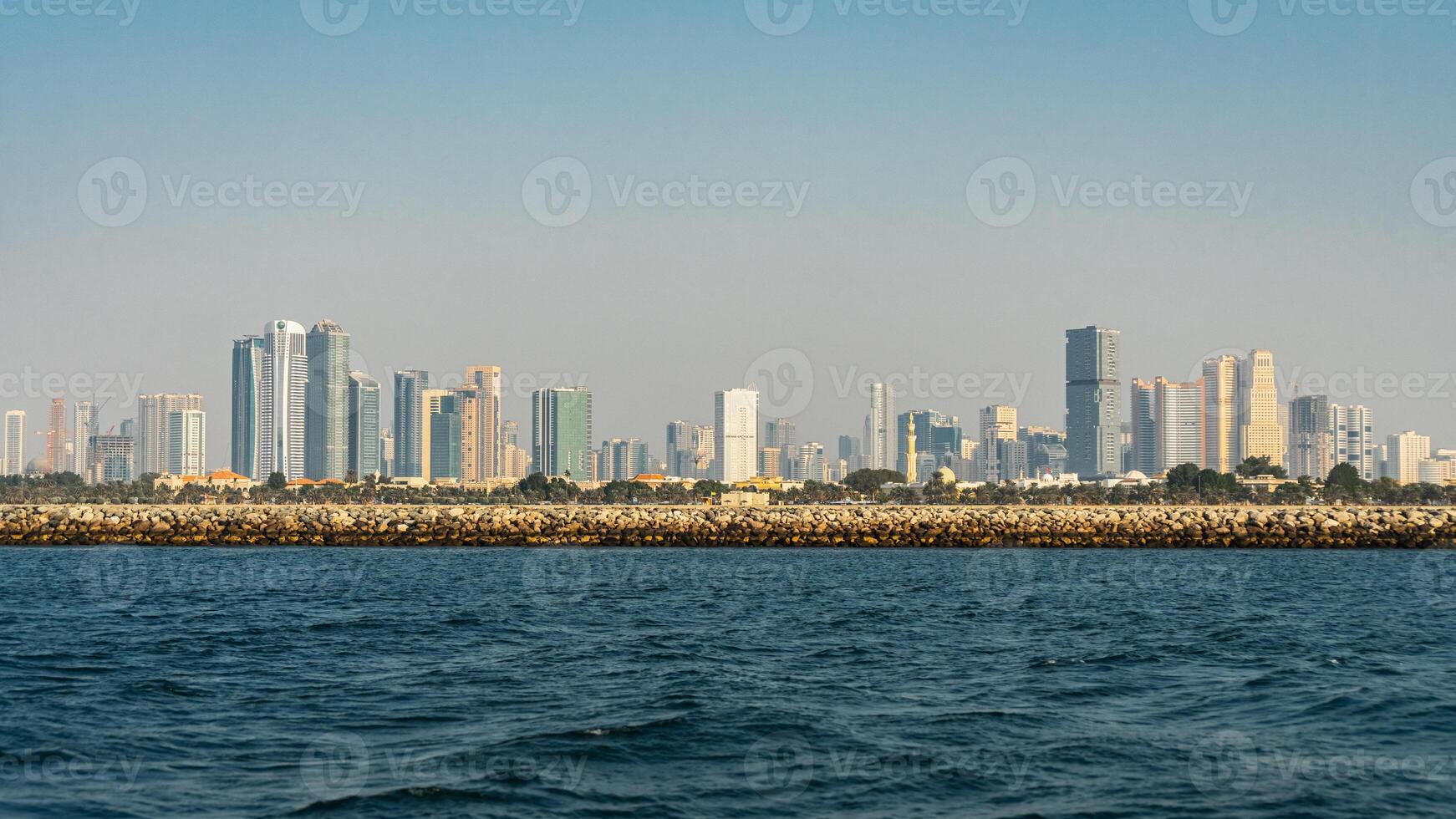 Sharjah city landscape from the sea. United Arab Emirates photo